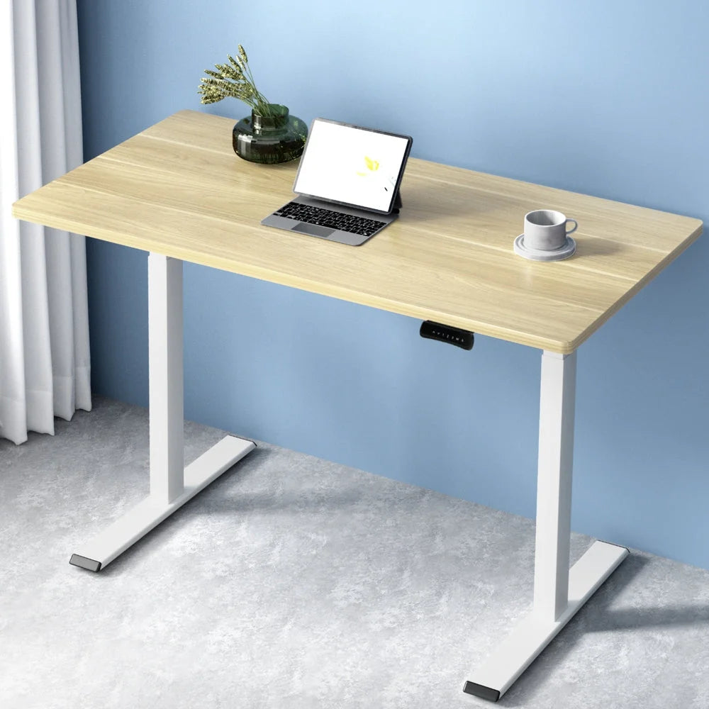 White oak 120cm desk with standing motorised dual motor