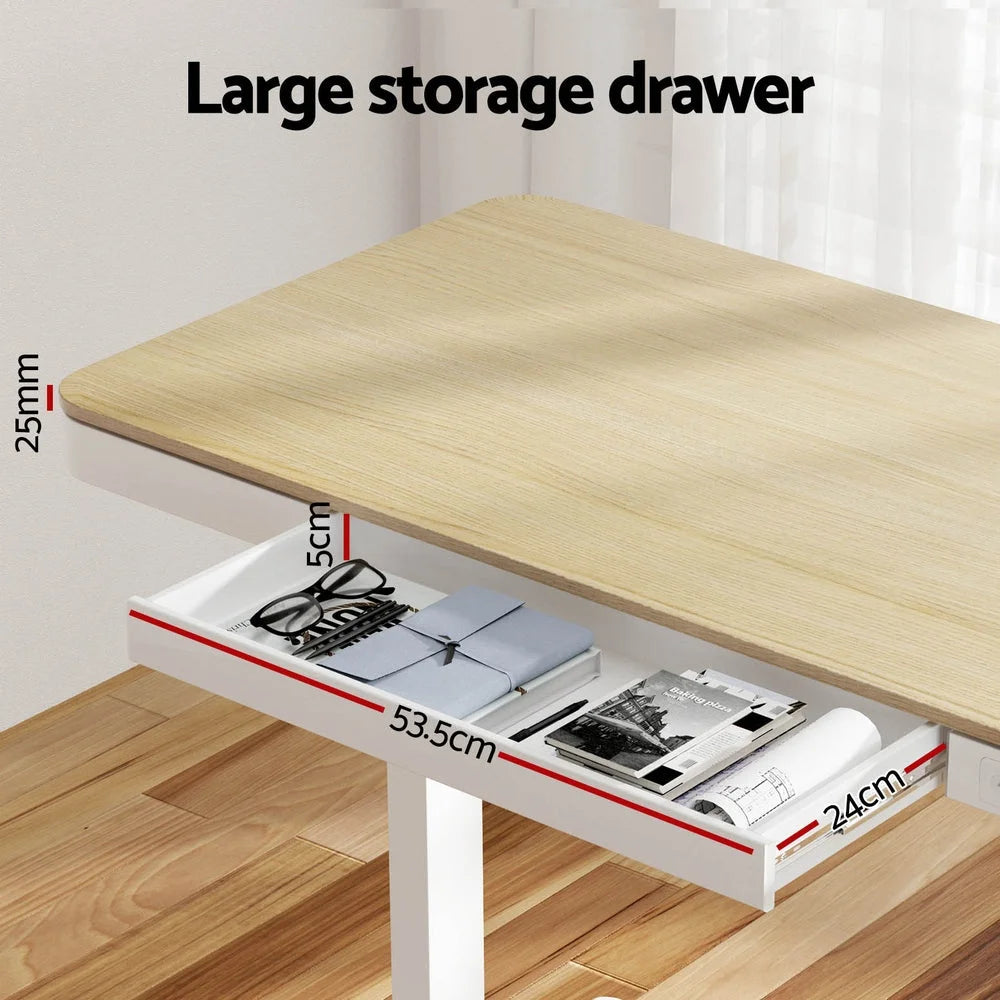 Standing Desk Motorised Dual Motor with Draw 120CM - Oak
