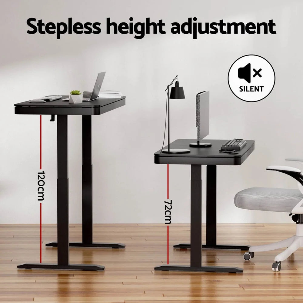 Desk with standing motorised dual motor drawer