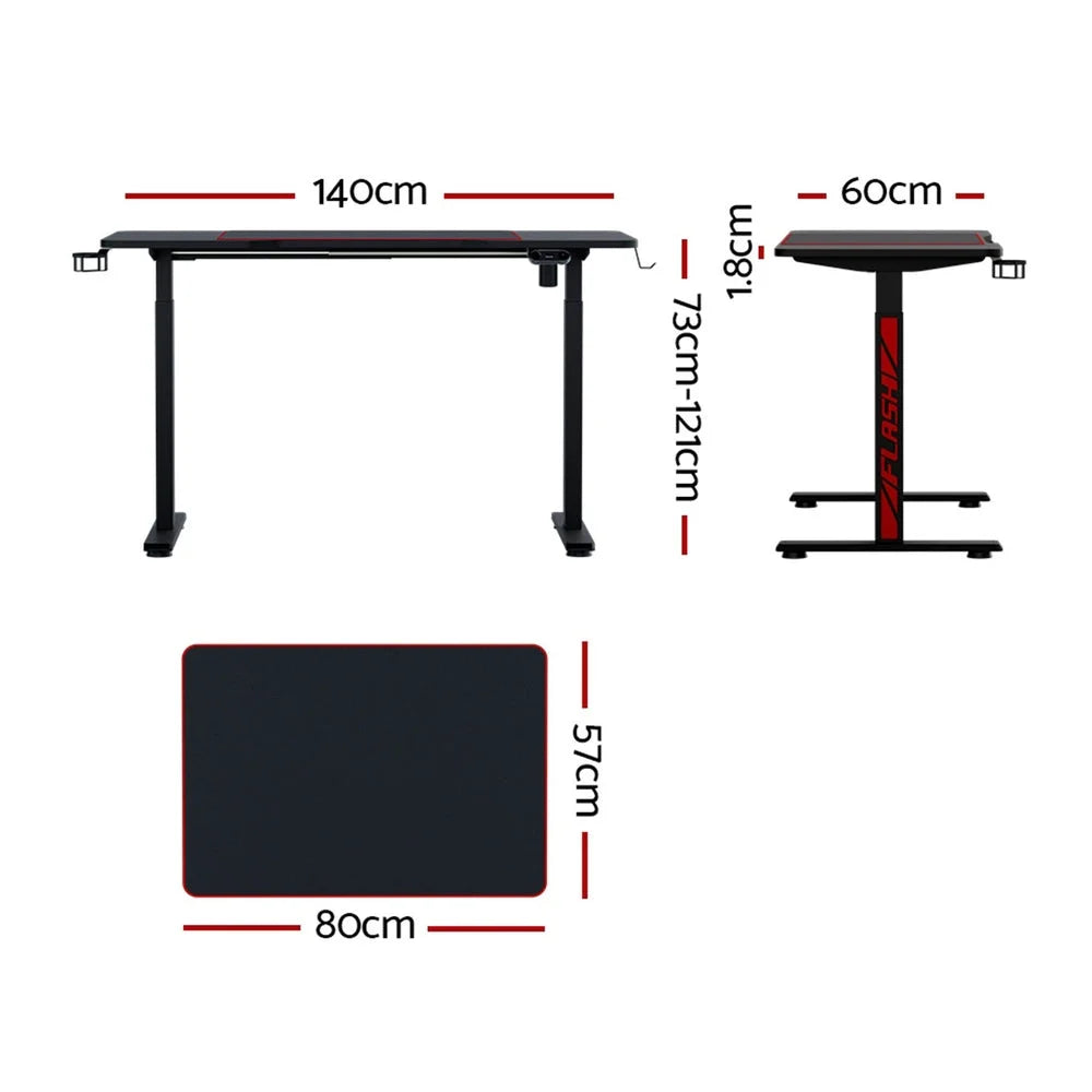 Standing Desk Motorised Gaming Desk 140CM - Black