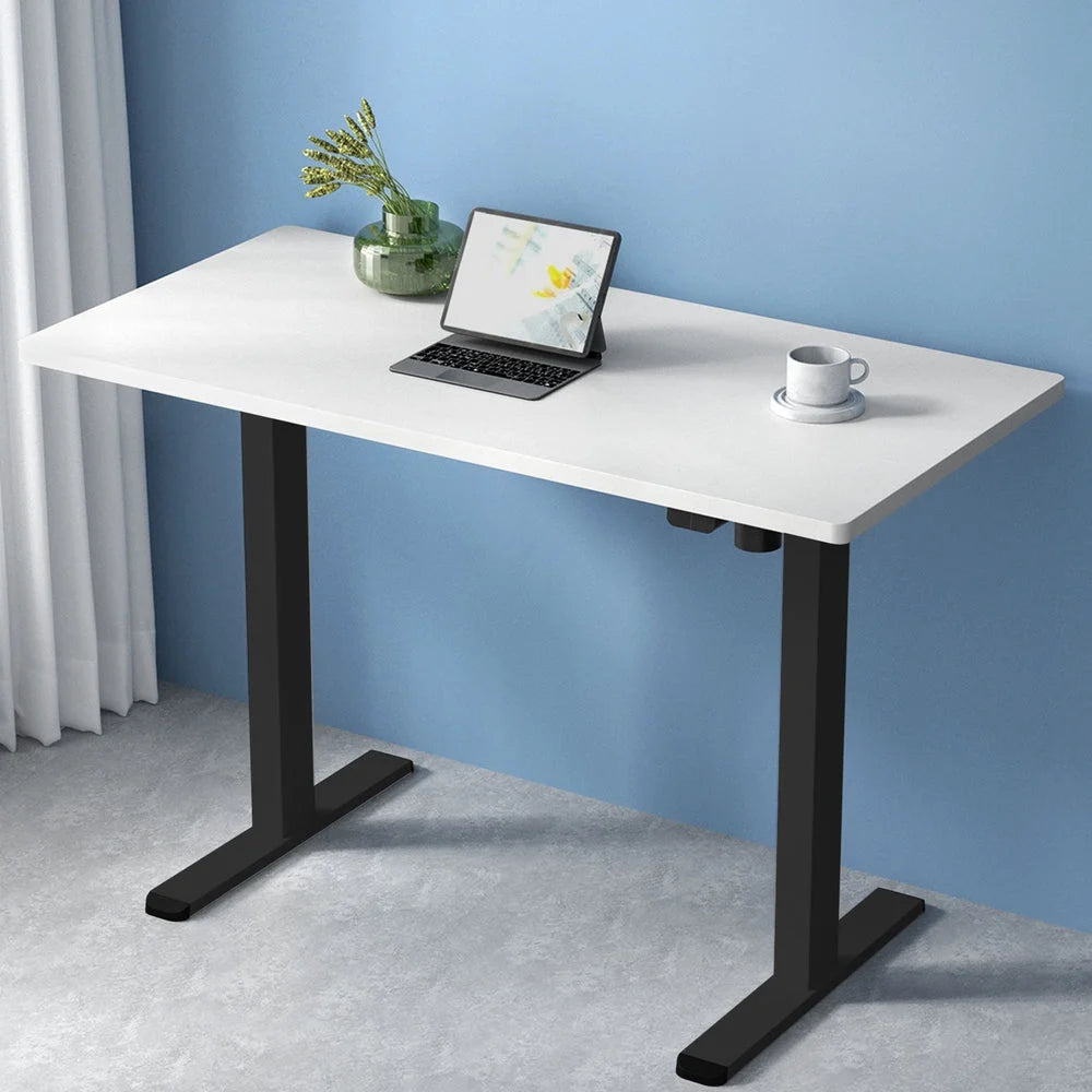 Standing desk with work surface and storage section
