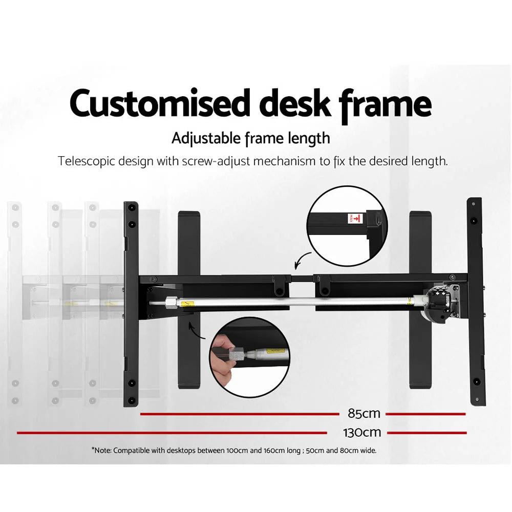 White 120cm standing desk with workstation surface and side shelves