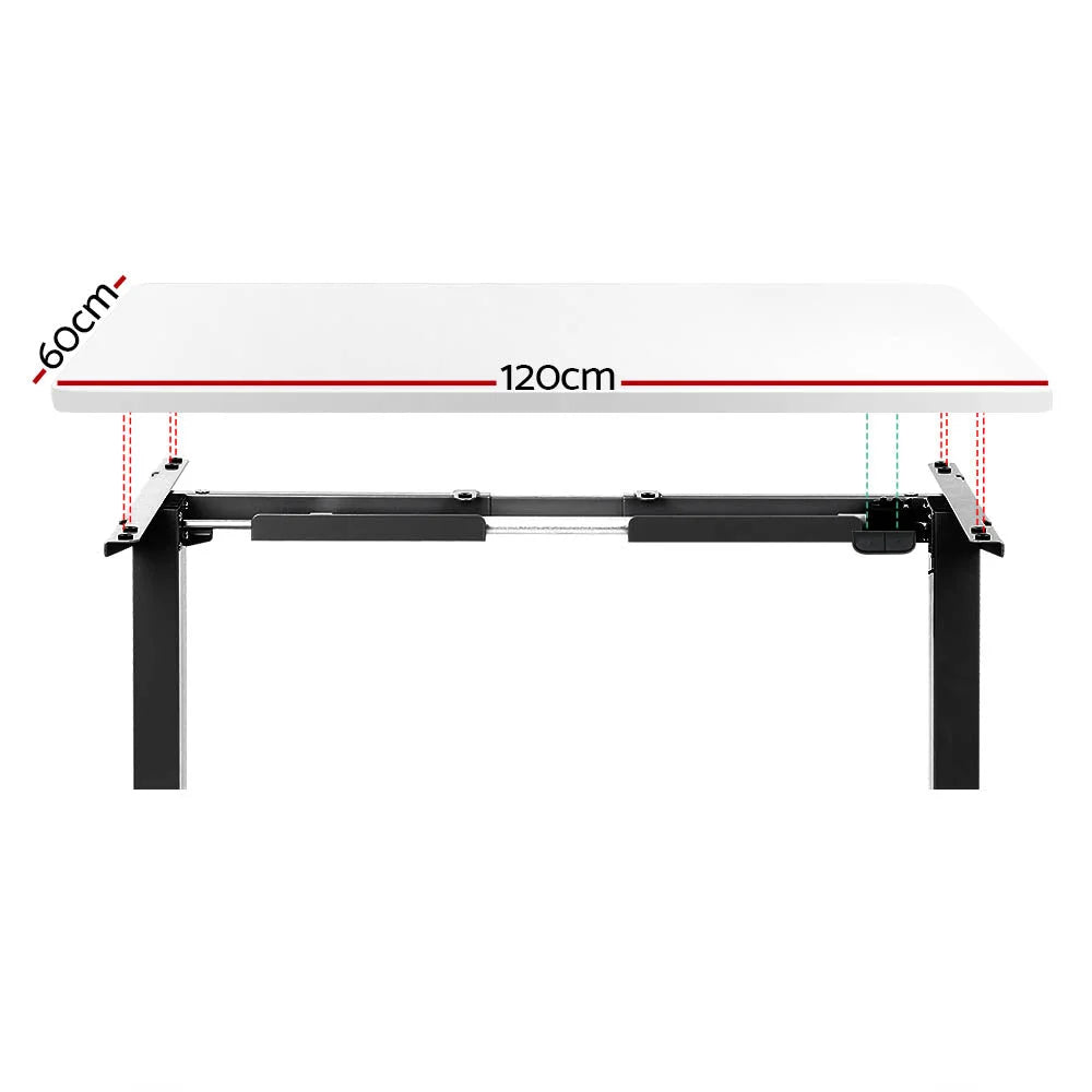 White 120cm standing desk with work surface and storage section