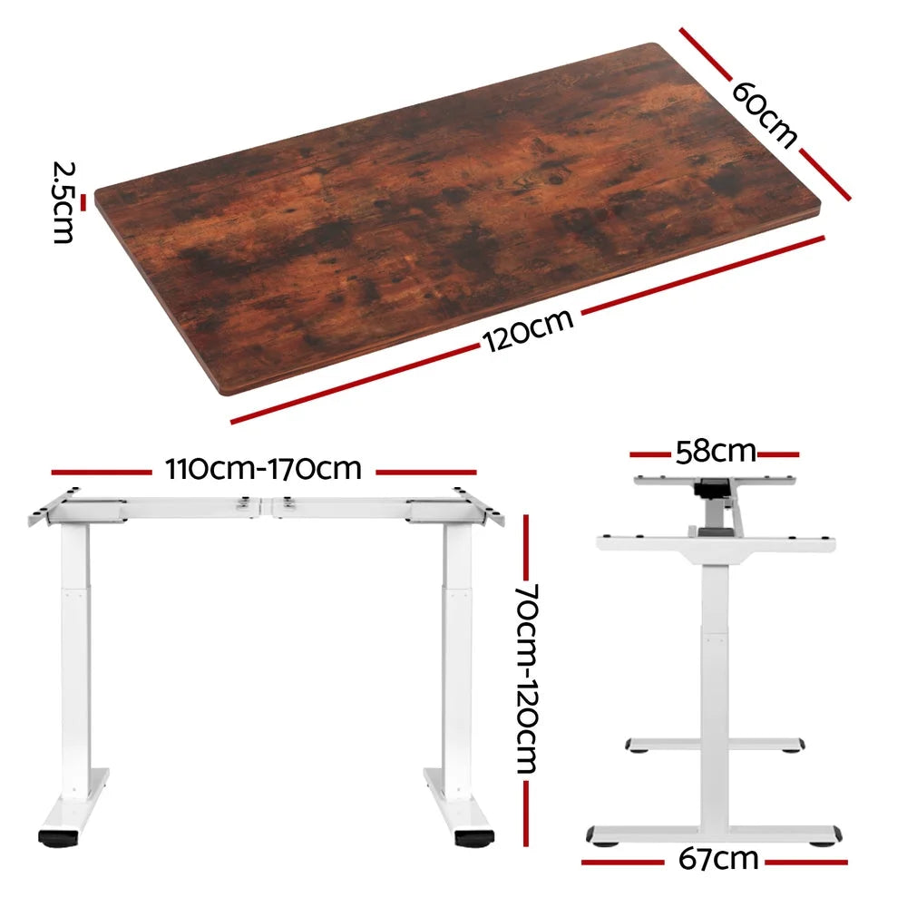 Brown white 120cm desk for study or home office workspaces