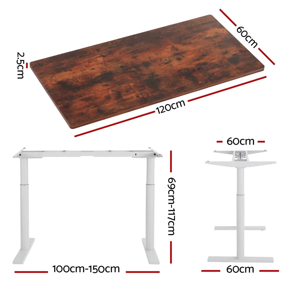 Standing Desk Motorized Dual Motor 120CM - Rustic Brown