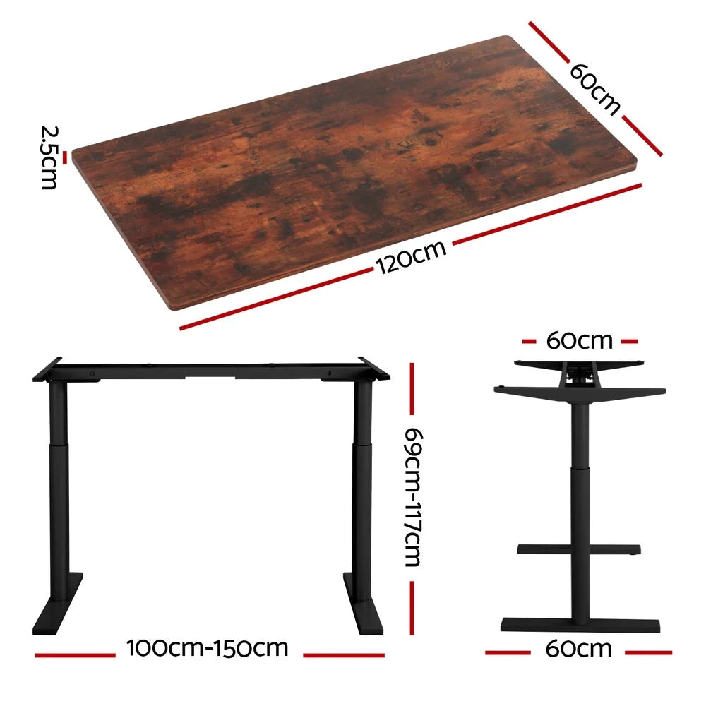 Standing Desk Motorized Dual Motor 120CM - Rustic Brown