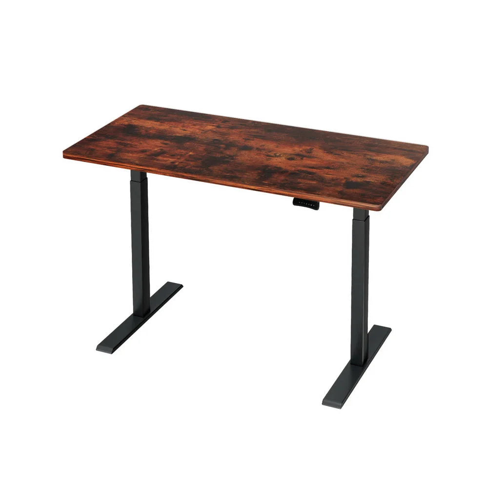 Brown black 120cm desk with lower support frame and fitted legs