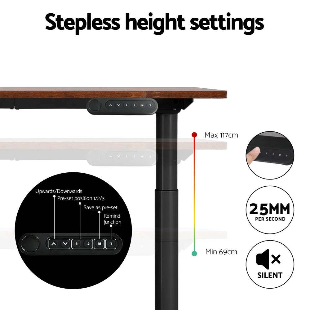 Standing Desk Motorized Dual Motor 120CM - Rustic Brown