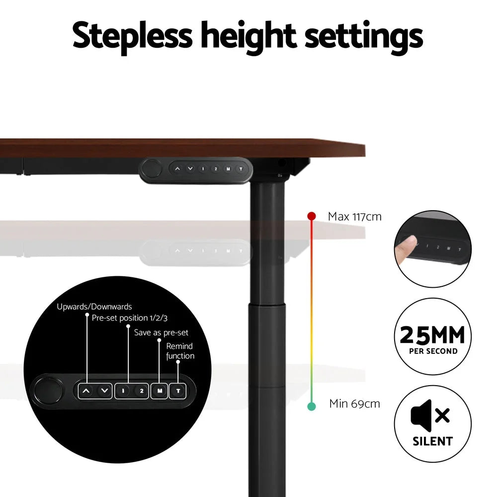 Standing Desk Motorized Dual Motor 120CM - Walnut