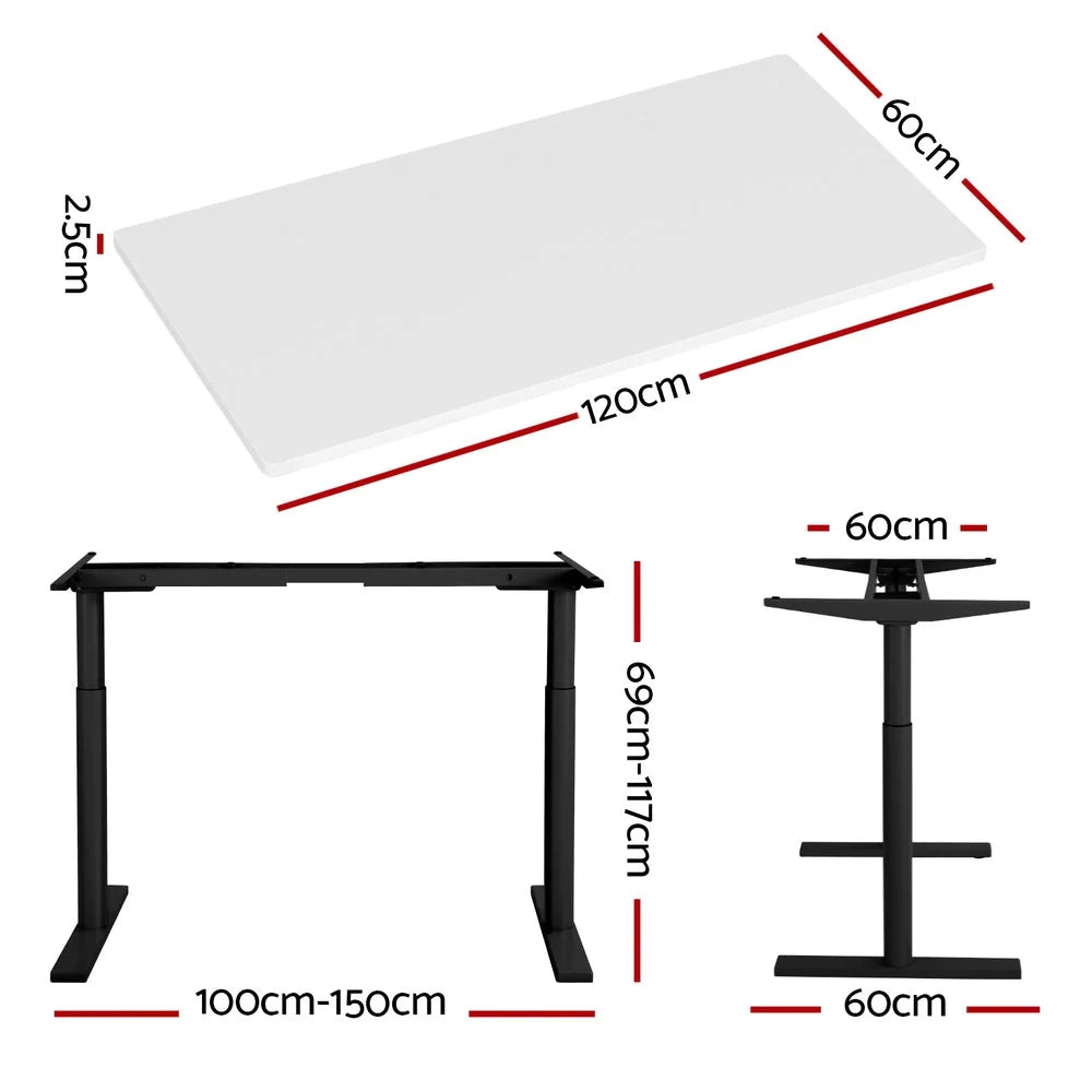Standing Desk Motorized Dual Motor 120CM - White