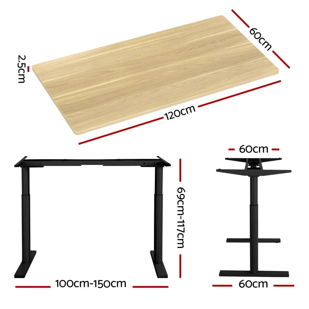 Standing Desk Motorized Dual Motor 120CM - White Oak