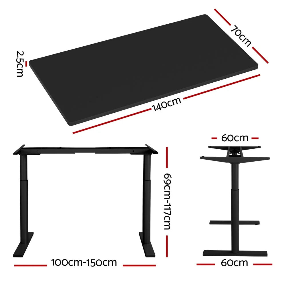 Standing Desk Motorized Dual Motor 140CM - Black