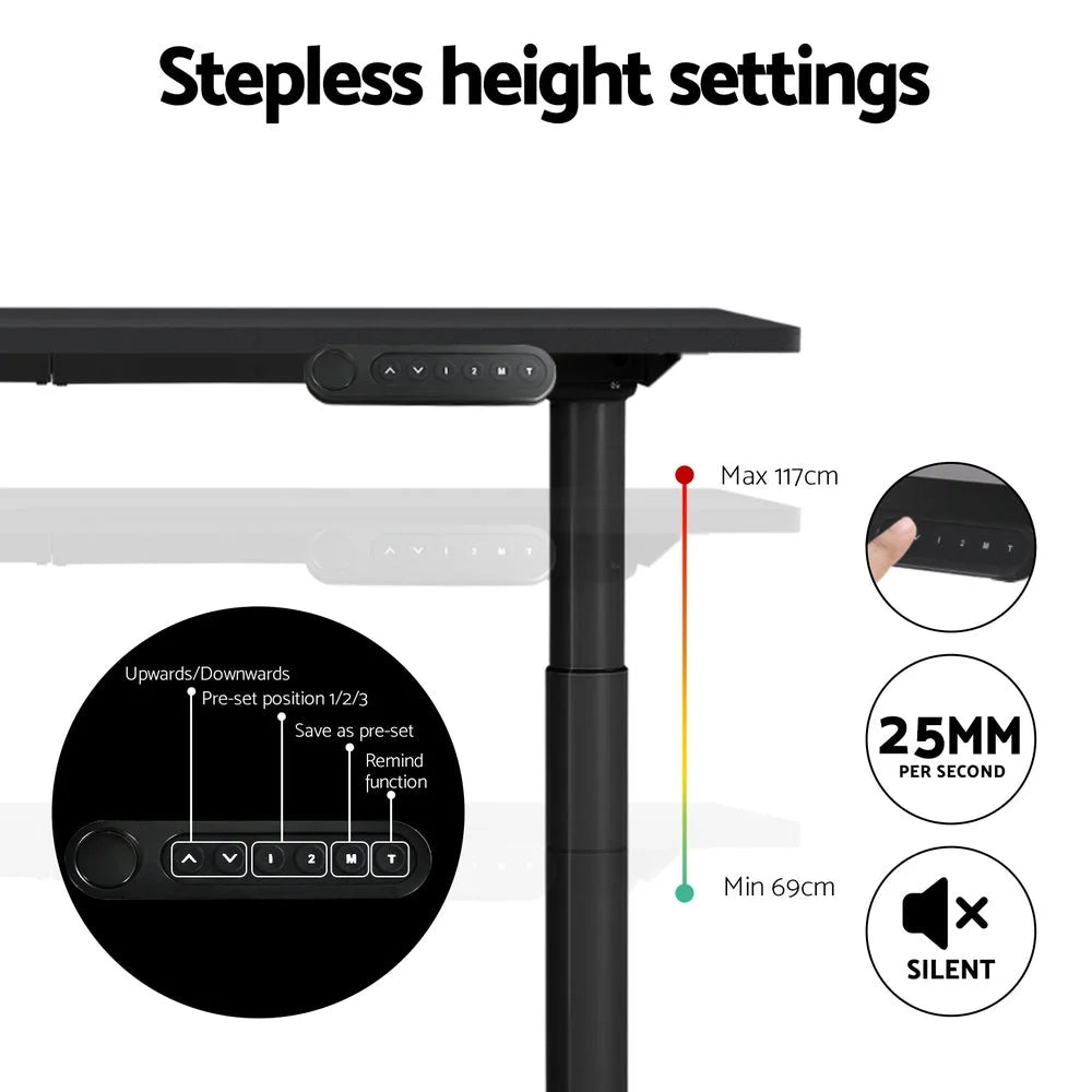Standing Desk Motorized Dual Motor 140CM - Black