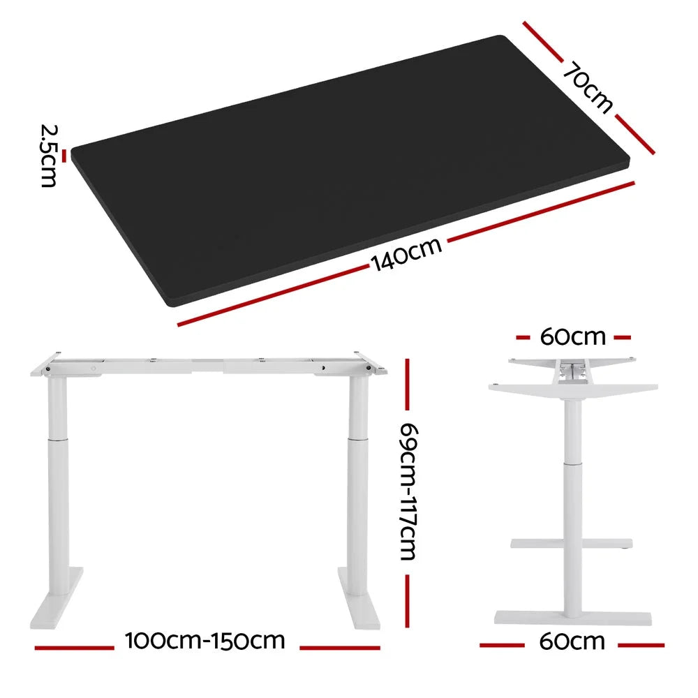 Standing Desk Motorized Dual Motor 140CM - Black