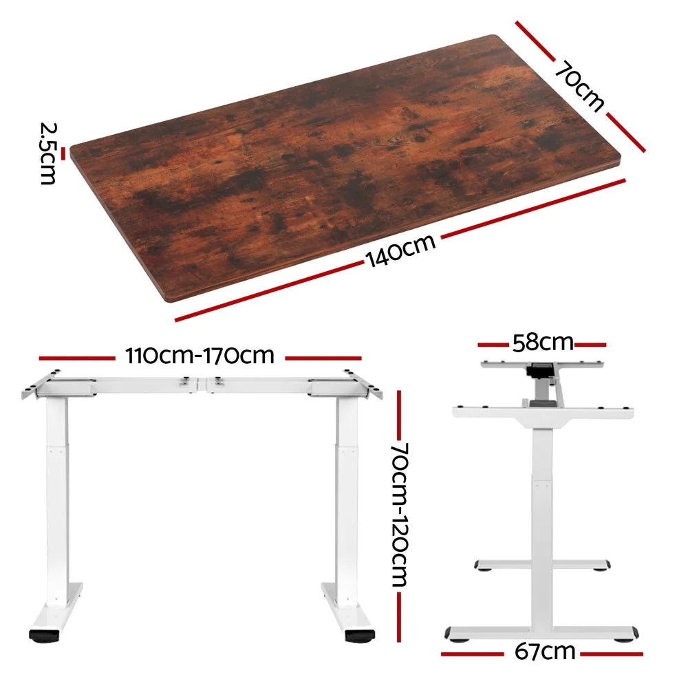Brown white 140cm desk for study or home office workspaces