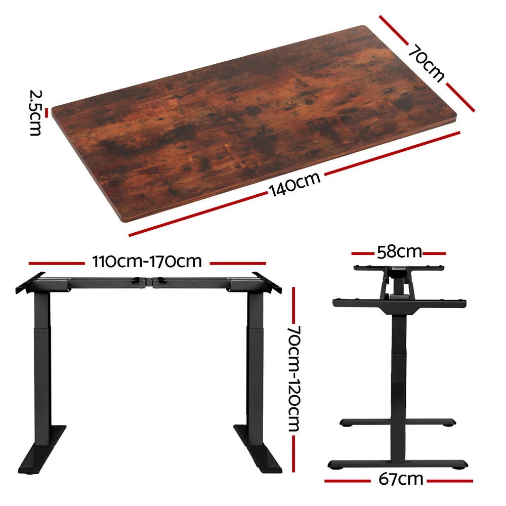 Standing Desk Motorized Dual Motor 140CM rustic brown 437