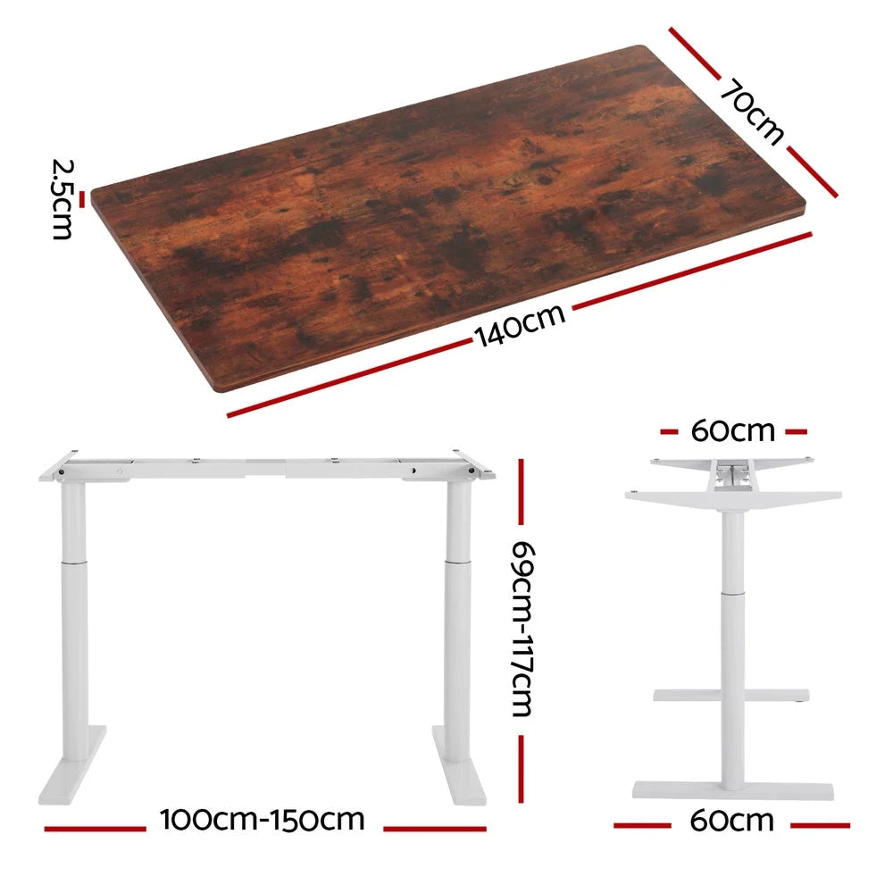 Standing Desk Motorized Dual Motor 140CM - Rustic Brown