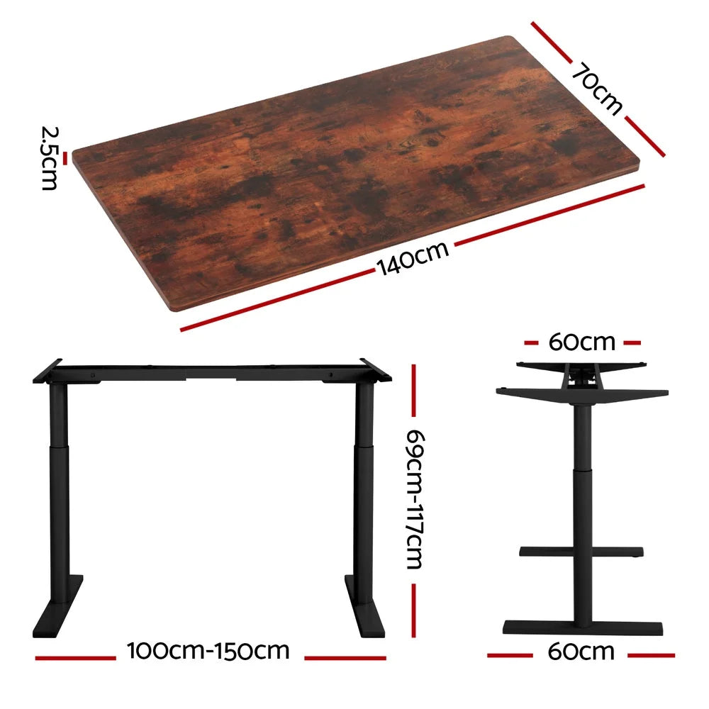 Standing Desk Motorized Dual Motor 140CM - Rustic Brown