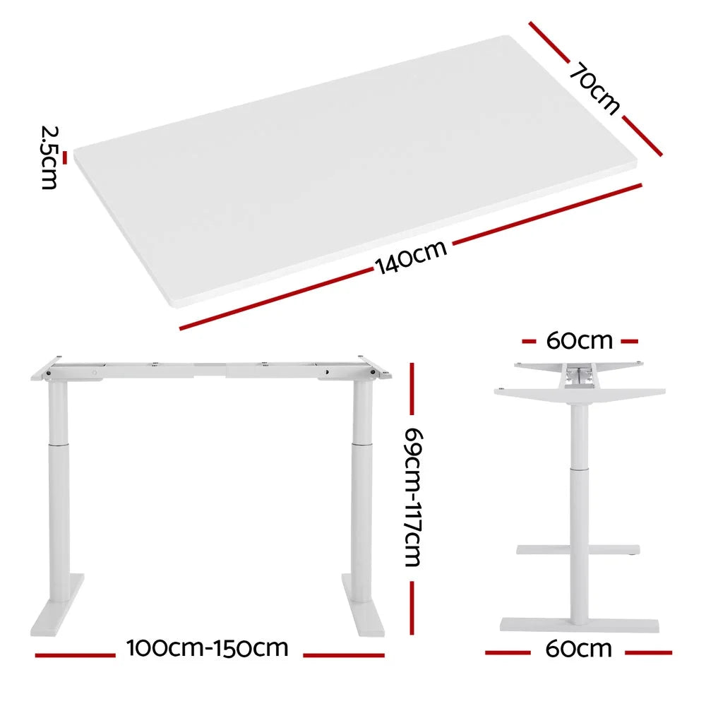 Standing Desk Motorized Dual Motor 140CM - White