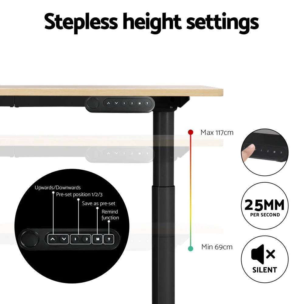 Standing Desk Motorized Dual Motor 140CM - White Oak