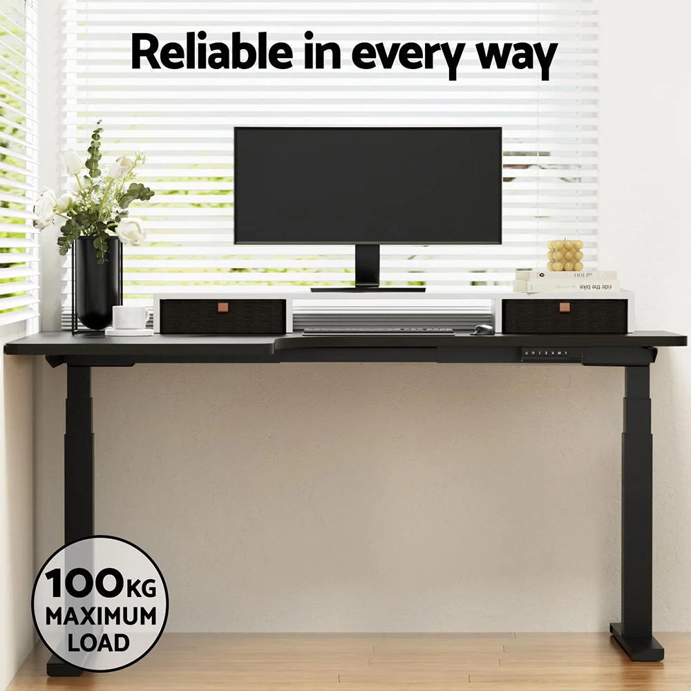Standing Desk Motorized L-Shape 160CM - Black - Furniture