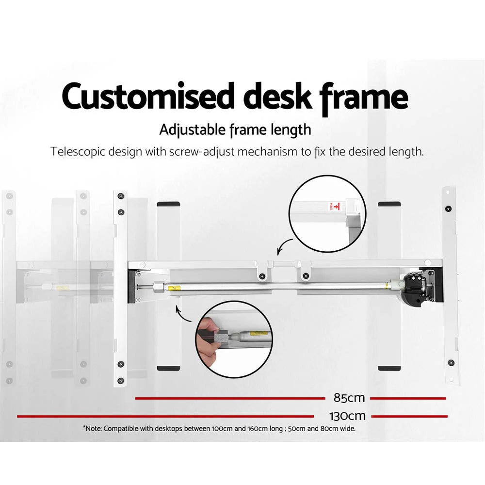 Desk with standing motorized sit stand rustic