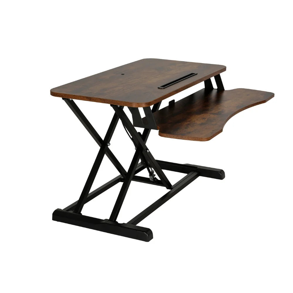 Desk with standing riser height adjustable