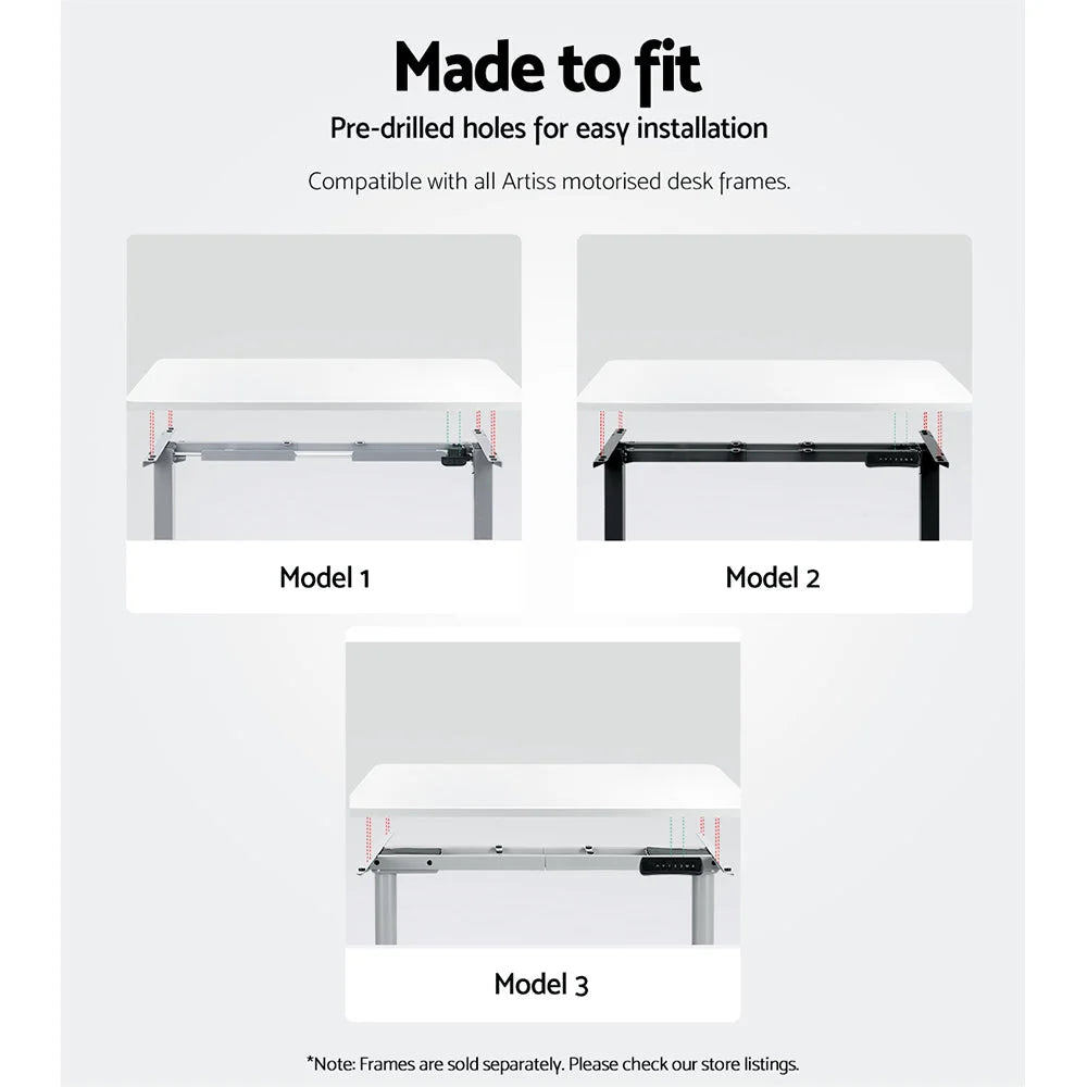 White 120cm standing desk with compact workstation and side shelves