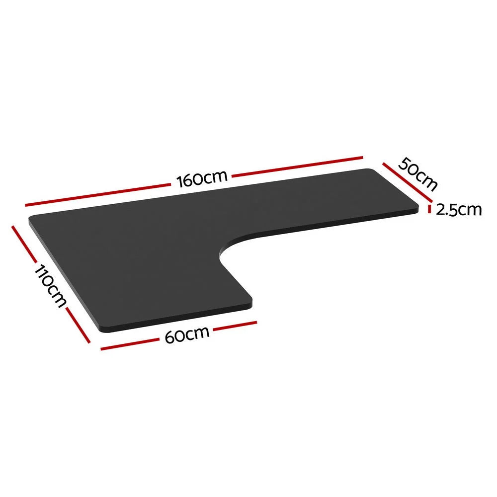 Standing Desk Top L-Shape Black 160CM - Furniture