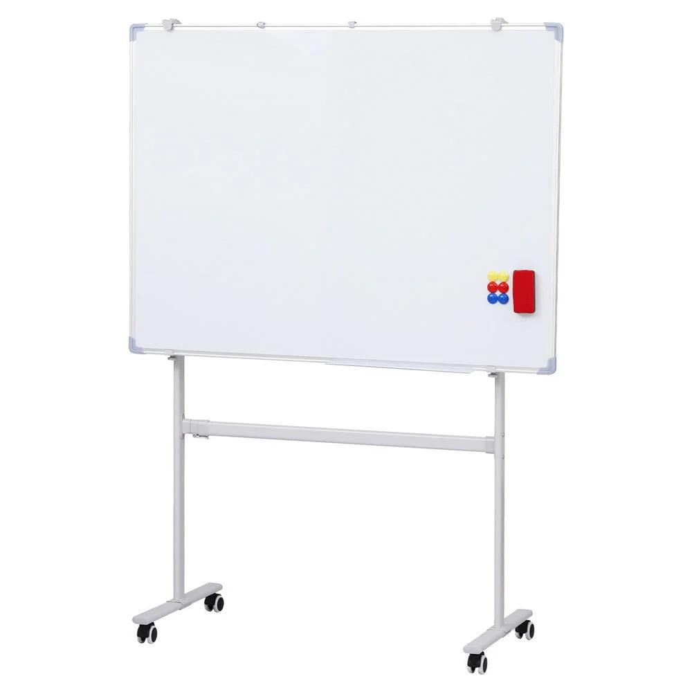 90x120cm standing whiteboard wheels with open shelves and sturdy supports