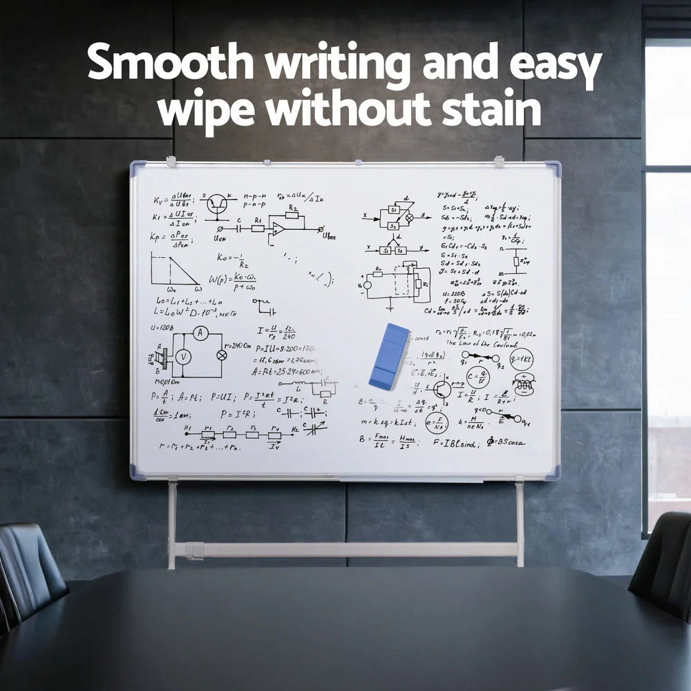 90x120cm standing whiteboard wheels with adjustable supports and fitted brackets