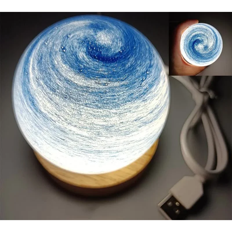 Starry Sky LED Planet Night Light with Wooden Base USB