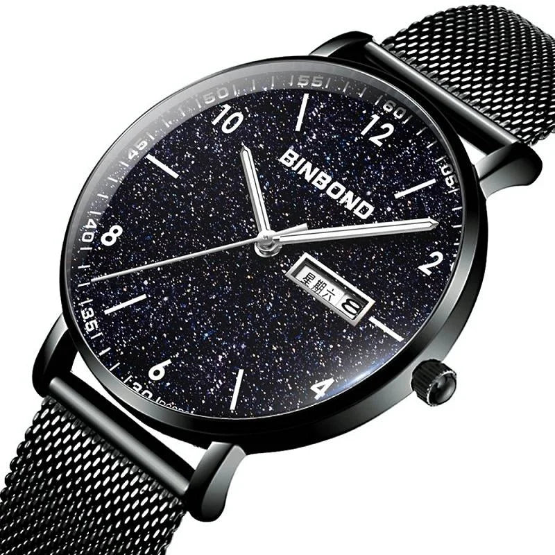 Starry Sky Pattern Quartz Watch for Men - Simple & Luminous
