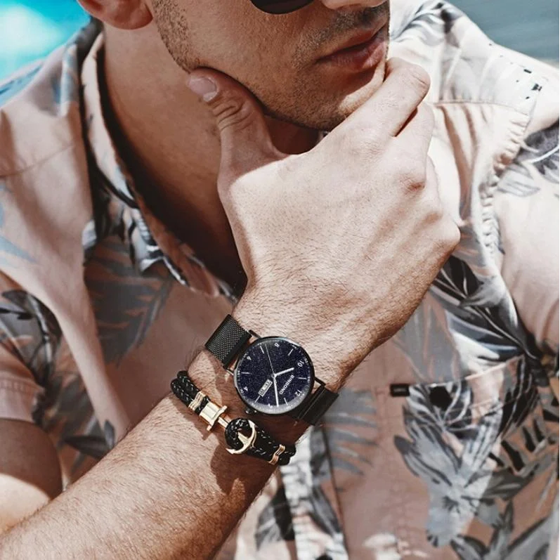 Starry Sky Pattern Quartz Watch for Men - Simple & Luminous