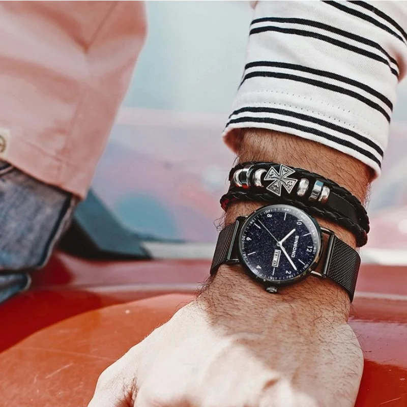 Starry Sky Pattern Quartz Watch for Men - Simple & Luminous