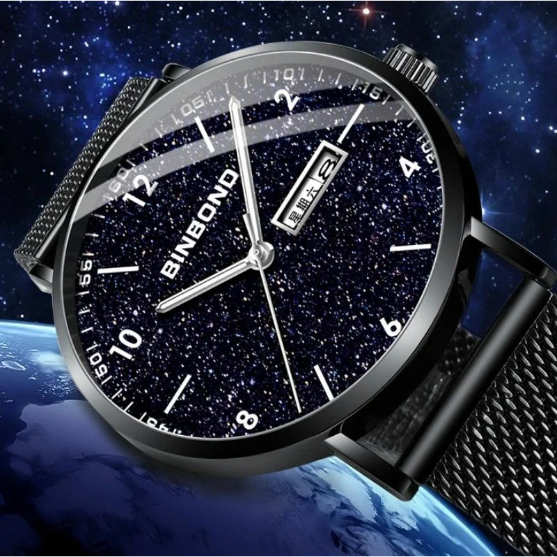 Starry Sky Pattern Quartz Watch for Men - Simple & Luminous