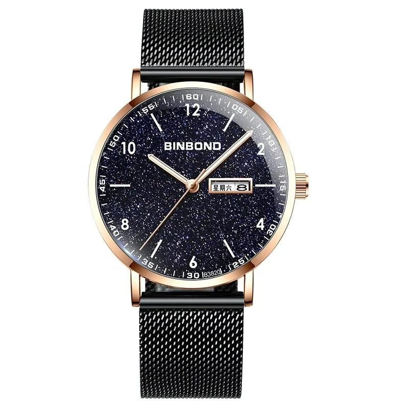 Starry Sky Pattern Quartz Watch for Men - Simple & Luminous