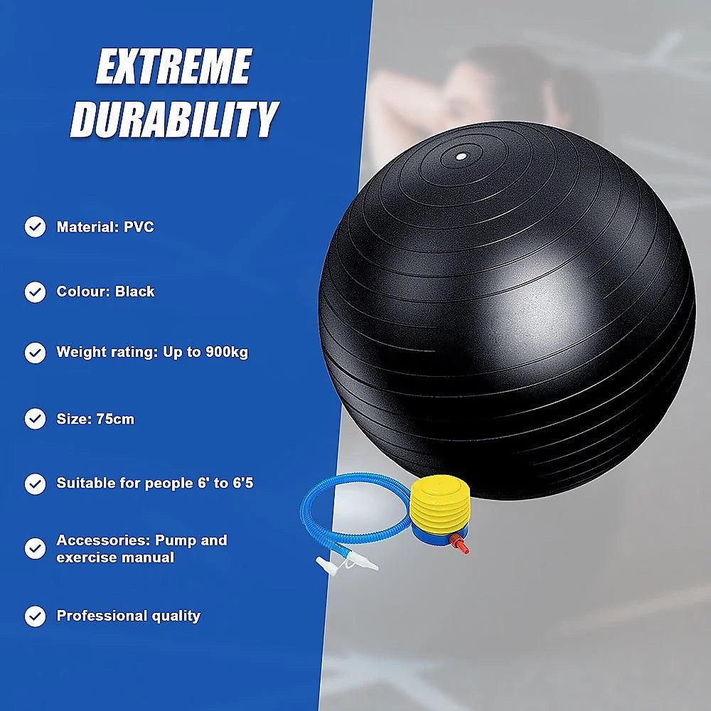 Static Strength Exercise Stability Ball 75cm with Pump