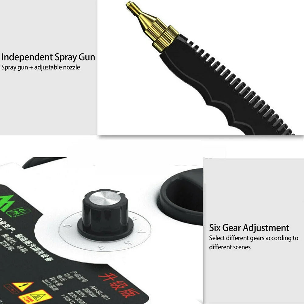 Steam cleaner high with storage context and item proportions