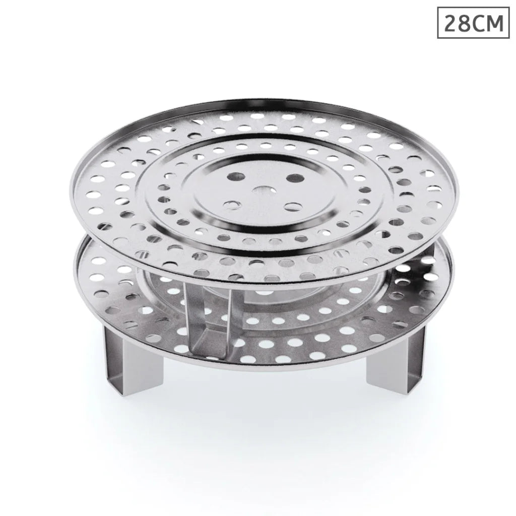 Steamer Insert Set Premium 2X 28cm Stainless Steel Stock Pot Steaming Rack Tray