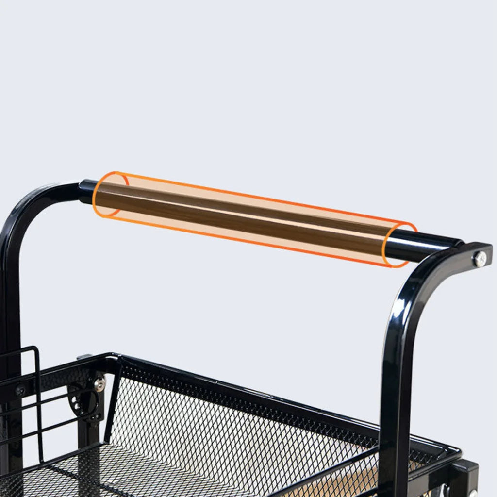 Steel Black Adjustable Kitchen Cart 3 Tier Multi-Functional Shelves Portable Storage Organizer with Wheels