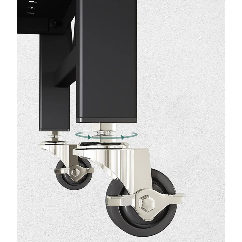 Steel Black Foldable Display Stand 4 Tier Multi-Functional Shelves Portable Storage Organizer with Wheels