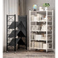 Steel Black Foldable Display Stand 4 Tier Multi-Functional Shelves Portable Storage Organizer with Wheels