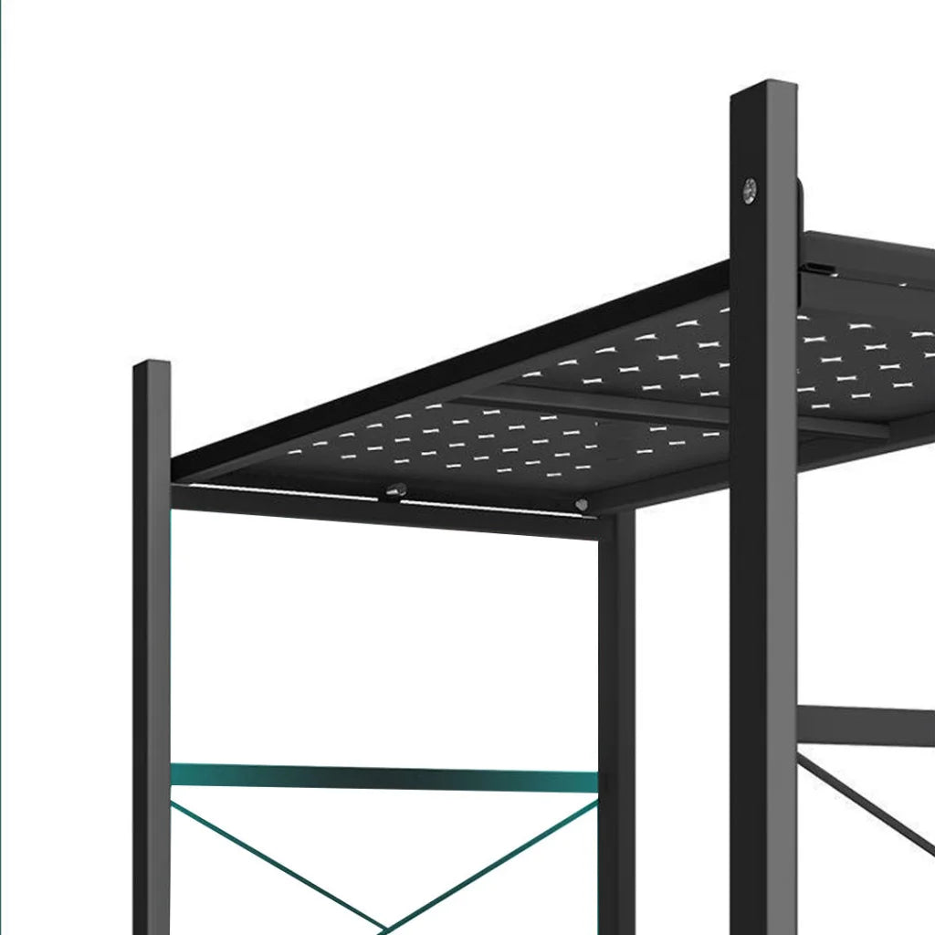 Steel Black Foldable Display Stand 4 Tier Multi-Functional Shelves Portable Storage Organizer with Wheels