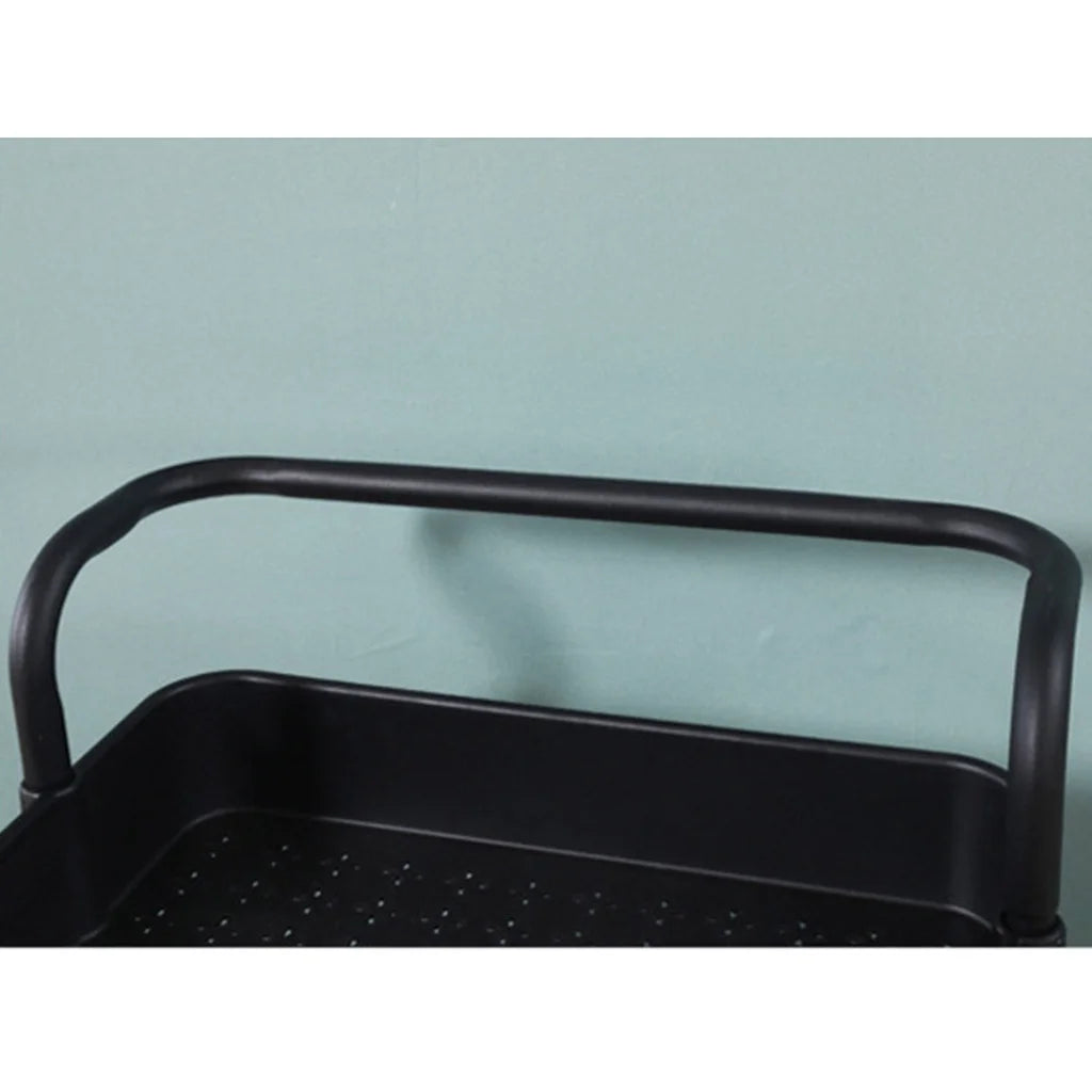 Steel Black Movable Kitchen Cart 3 Tier Multi-Functional Shelves Portable Storage Organizer with Wheels