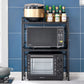 Steel Black Retractable Kitchen Microwave Oven Stand 2X 3 Tier Multi-Functional Shelves Storage Organizer