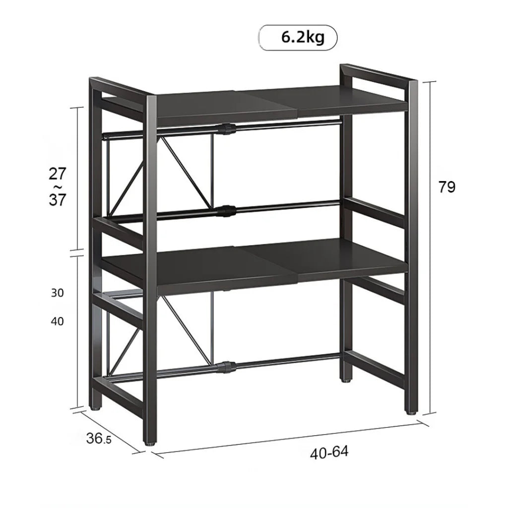 Steel Black Retractable Kitchen Microwave Oven Stand 2X 3 Tier Multi-Functional Shelves Storage Organizer
