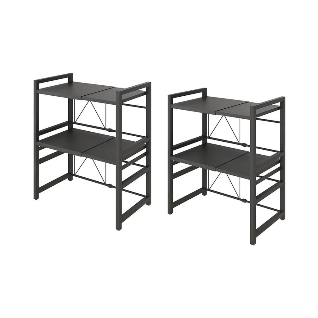 Steel Black Retractable Kitchen Microwave Oven Stand 2X 3 Tier Multi-Functional Shelves Storage Organizer