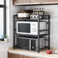 Steel Black Retractable Kitchen Microwave Oven Stand 2X 3 Tier Multi-Functional Shelves Storage Organizer