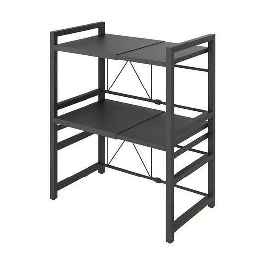 Steel Black Retractable Kitchen Microwave Oven Stand 3 Tier Multi-Functional Shelves Storage Organizer
